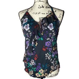 Time and Tru Halter Floral Bathing Suit Swimsuit Molded Cups Ruffle 1X 16W-18W